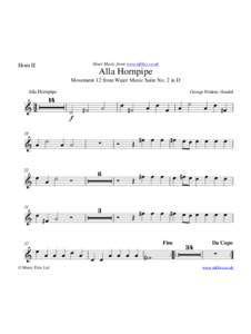 Sheet Music from www.mfiles.co.uk  Horn II Alla Hornpipe Movement 12 from Water Music Suite No. 2 in D