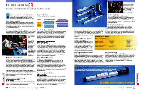 It’s Time to Roll Out the  ER Combine an ER Series linear actuator with a