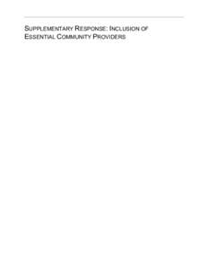 Supplementary Response: Inclusion of Essential Community Providers