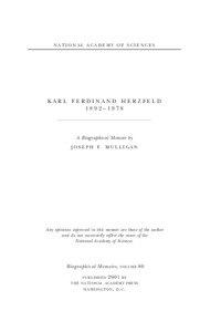 NATIONAL ACADEMY OF SCIENCES  KARL FERDINAND HERZFELD