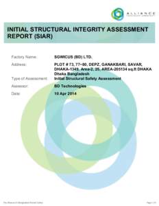 INITIAL STRUCTURAL INTEGRITY ASSESSMENT REPORT (SIAR) Factory Name: SGWICUS (BD) LTD.