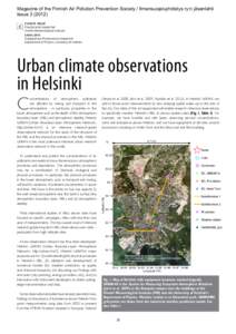 Magazine of the Finnish Air Pollution Prevention Society / Ilmansuojeluyhdistys ry:n jäsenlehtiIssueCurtis R. Wood Postdoctoral researcher Finnish Meteorological Institute