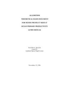 ALGORITHM THEORETICAL BASIS DOCUMENT FOR MODIS PRODUCT MOD-27 OCEAN PRIMARY PRODUCTIVITY (ATBD-MOD-24)