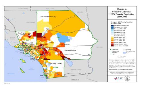 y  Tulare County Change in Southern California