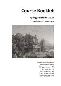 Course Booklet Spring SemesterFebruary – 1 June 2018 Department of English University of Bern