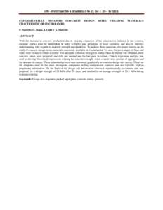 UPB - INVESTIGACIÓN & DESARROLLO No 13, Vol. 1 : 24 – EXPERIMENTALLY OBTAINED CONCRETE CHACTERISTIC OF COCHABAMBA  DESIGN