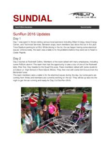 SUNDIAL Team PrISUm Newsletter Special Update  SunRun 2016 Updates
