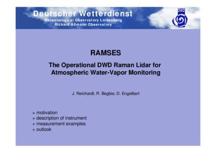 Richard Assmann / Deutscher Wetterdienst / Assmann / LIDAR / Reichart / Radiosonde / Observatory / Meteorology / Atmospheric sciences / Technology