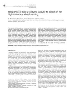Heredity, 52–61  2002 Nature Publishing Group All rights reserved 0018-067X/02 $25.00 www.nature.com/hdy Response of Sod-2 enzyme activity to selection for high voluntary wheel running