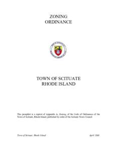 ZONING ORDINANCE TOWN OF SCITUATE RHODE ISLAND