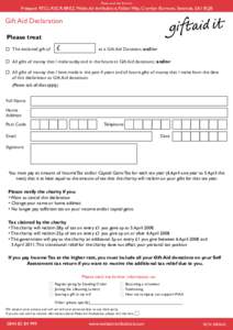 Please send this form to:  Freepost RTCL-RSCR-BREZ, Wales Air Ambulance, Fabian Way, Crymlyn Burrows, Swansea, SA1 8QB Gift Aid Declaration Please treat