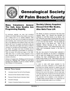 Genealogical Society Of Palm Beach County Volume XXIX, Issue 7 October, 2010