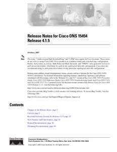 Release Notes for Cisco ONS[removed]Release[removed]October, 2007 Note