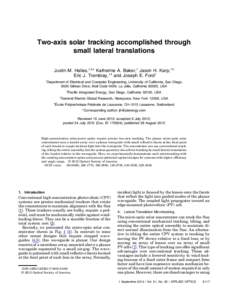 Two-axis solar tracking accomplished through small lateral translations Justin M. Hallas,1,2,* Katherine A. Baker,1 Jason H. Karp,1,3 Eric J. Tremblay,1,4 and Joseph E. Ford1 1