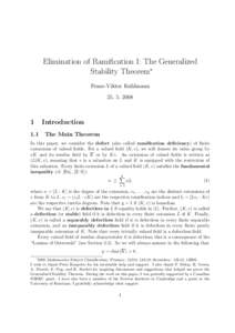 Elimination of Ramification I: The Generalized Stability Theorem∗ Franz-Viktor Kuhlmann