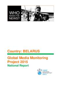 Country: BELARUS Global Media Monitoring Project 2015 National Report  Acknowledgements
