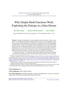 Why Simple Hash Functions Work: Exploiting the Entropy in a Data Stream