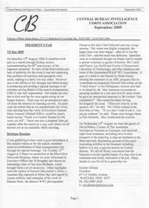 Central Bureau Intelligence Corps - Association Newsletter  September 2005 CENTRAL BUREAU INTELLIGENCE CORPS ASSOCIATION