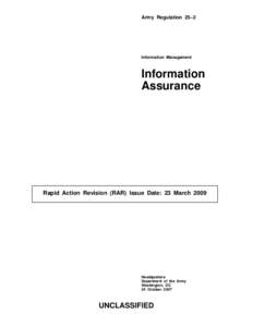 Army Regulation 25–2  Information Management Information Assurance