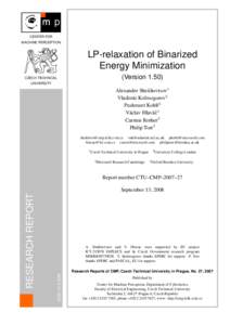 CENTER FOR MACHINE PERCEPTION LP-relaxation of Binarized Energy Minimization (Version 1.50)