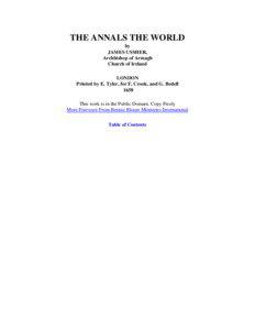 THE ANNALS THE WORLD by JAMES USSHER,
