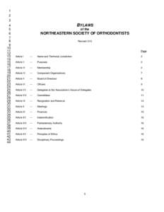 BYLAWS OF THE NORTHEASTERN SOCIETY OF ORTHODONTISTS