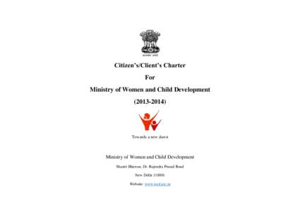 Citizen’s/Client’s Charter For Ministry of Women and Child DevelopmentTowards a new dawn