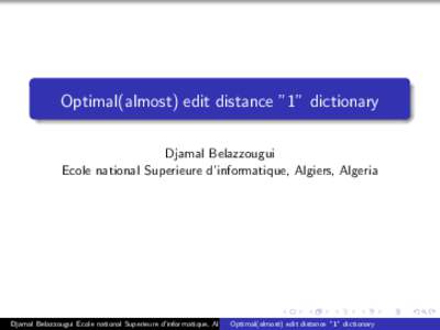 Optimal�most�dit distance "1" dictionary