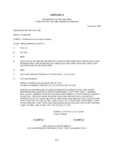 APPENDIX D DEPARTMENT OF THE AIR FORCE UNITED STATES AIR FORCE RESERVE COMMAND 5 December 2009 MEMORANDUM FOR FAA/CARF FROM: 53 WRS/DON