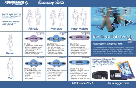 Buoyancy Belts Use this quick chart to find your AquaJogger® recommendation. • Choose your body type • Select your gender