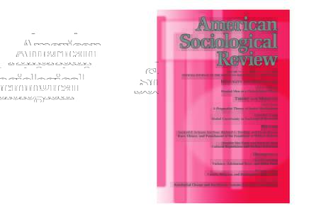 AMERICAN SOCIOLOGICAL REVIEW  American Sociological Review (ISSNK Street NW