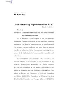 H. Res[removed]In the House of Representatives, U. S., March 19, 2015. Resolved, SECTION 1. COMMITTEE EXPENSES FOR THE ONE HUNDRED