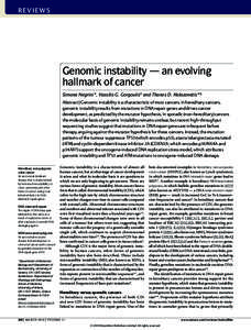 REVIEWS  Genomic instability — an evolving hallmark of cancer Simona Negrini*, Vassilis G. Gorgoulis‡ and Thanos D. Halazonetis*§