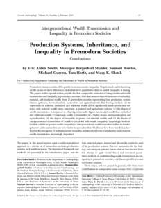 Current Anthropology Volume 51, Number 1, FebruaryIntergenerational Wealth Transmission and Inequality in Premodern Societies