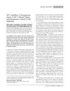 BRIEF REPORT  HIV Controllers: A Homogeneous