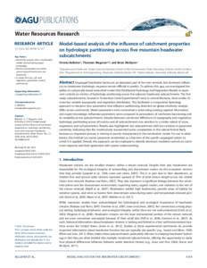 PUBLICATIONS Water Resources Research RESEARCH ARTICLE2014WR016147 Key Points: ! Sensitivity analysis of an uncalibrated