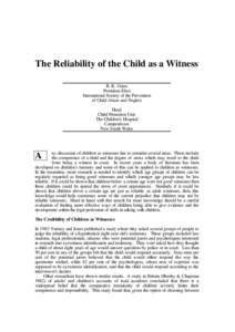 The reliability of the child as a witness