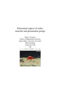 Polynomial aspects of codes, matroids and permutation groups Peter J. Cameron