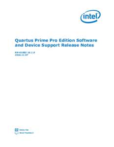 Quartus Prime Pro Edition Software and Device Support Release Notes
