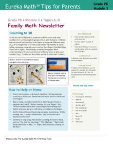 Eureka Math™ Tips for Parents Parents Grade PK Module 3