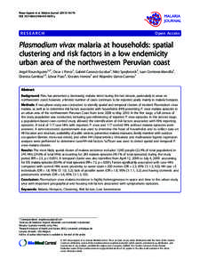 Plasmodium vivax malaria at households: spatial clustering and risk factors in a low endemicity urban area of the northwestern Peruvian coast