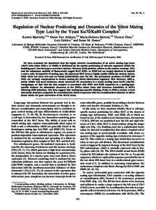 MOLECULAR AND CELLULAR BIOLOGY, Feb. 2009, p. 835–[removed]/$08.00⫹0 doi:[removed]MCB[removed]Copyright © 2009, American Society for Microbiology. All Rights Reserved. Vol. 29, No. 3