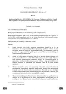 Working Document on a Draft COMMISSION REGULATION (EU) No …/.. of XXX implementing DirectiveEC of the European Parliament and of the Council with regard to ecodesign requirements for water heaters and hot wat