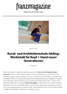 MORE THAN APPLES AND COWS  January 13, 2016 Kunst- und Architekturschule bilding: Werktstatt für Kopf + Hand neuer