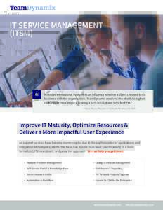 IT SERVICE MANAGEMENT (ITSM) “  A vendor’s Emotional Footprint can influence whether a client chooses to do