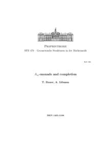 a Preprintreihe SFB 478 – Geometrische Strukturen in der Mathematik  A∞ -monads and completion