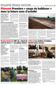 Actualité Alsace centrale  VENDREDI 13 MAIPiémont Premiers « coups de bulldozer » dans la future zone d’activité
