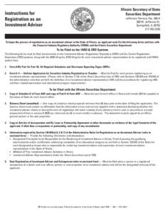 Illinois Secretary of State Securities Department Instructions for Registration as an Investment Adviser