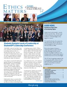 WE CHAMPION ETHICAL LEADERS  July/August 2017 GOOD NEWS