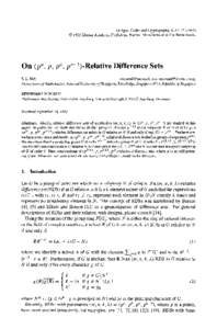 Designs, Codes and Cryptography, 6, 1995 Kluwer Academic Publishers, Boston. Manufactured in The Netherlands. On (pa, p, pa, pa-1).Relative Difference Sets S. L. MA